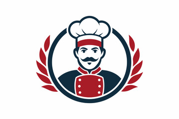 stylized restaurant and chef combined into an elegant, clean logo vector illustration