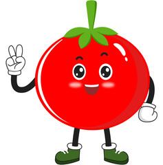 cute tomato mascot character with pose and expression
