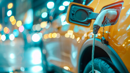The power source infects the electric vehicle. Eco-friendly technologies