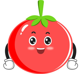 cute tomato mascot character with pose and expression