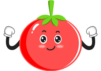 cute tomato mascot character with pose and expression