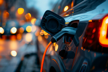 The power source infects the electric vehicle. Eco-friendly technologies