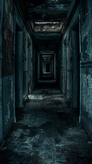 Eerie whispers fill the halls of the haunted asylum where the past and present collide - obrazy, fototapety, plakaty