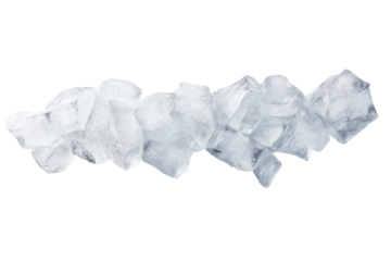 Shimmering Ice Cascade: A Mesmerizing Mountain of Frosty Cubes. On White or PNG Transparent Background.