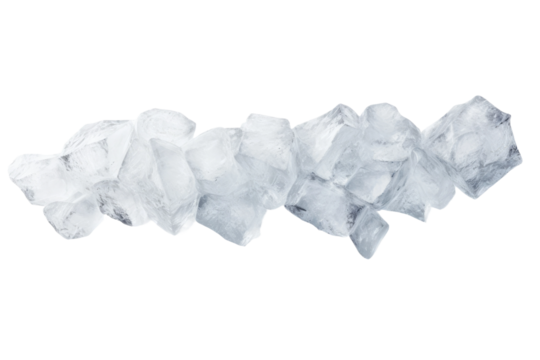 Shimmering Ice Cascade: A Mesmerizing Mountain of Frosty Cubes. On White or PNG Transparent Background.