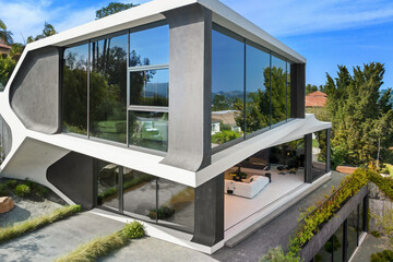 Fototapeta na wymiar Exterior shot of a modern house in Los Angeles