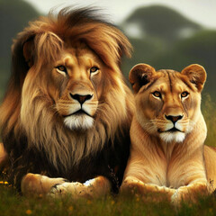 ライオンのカップル

