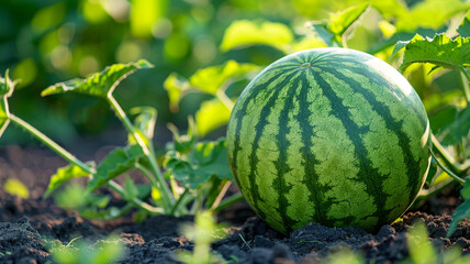 Watermelon patch in a summer day