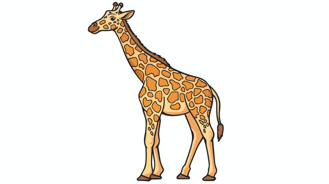 Giraffe coloring picture. Flat vector isolated on white