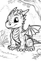 Obraz premium Cute dragon coloring page