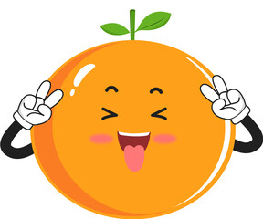Obraz premium cute orange fruit character with pose