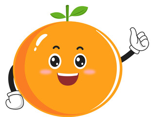 cute orange fruit character with pose