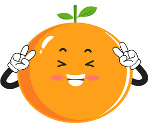 cute orange fruit character with pose