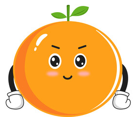 cute orange fruit character with pose