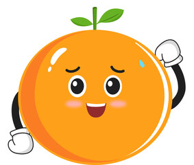 cute orange fruit character with pose