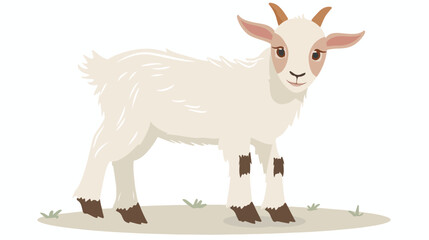 Illustration of a cute goat Flat vector isolated on white