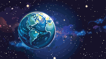 Image of earth planet in space against illustration background