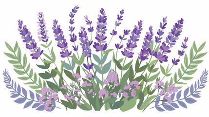 Lavender Bouquet Flat vector isolated on white background