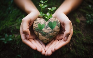 A hand supports a globe with budding leaves, symbolizing human care and growth for World Environment Day. Generative AI