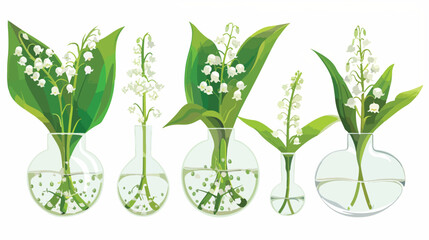 Fototapeta na wymiar Lily of the Valley Bouquet Flat vector