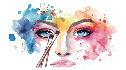 Makeup Watercolor Flat vector isolated on white background