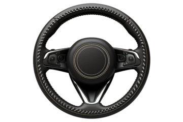 Elegant Steering Wheel Cover With Intricate Braiding Design. On White or PNG Transparent Background.