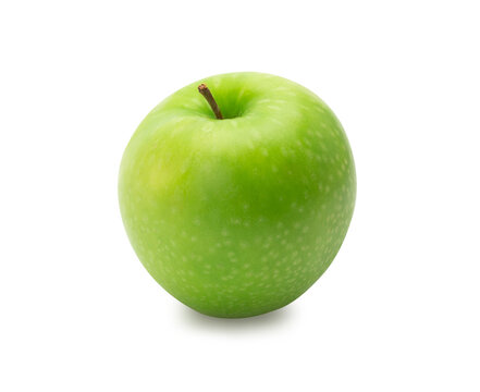 Ripe whole green apples isolated on white background with clipping path.