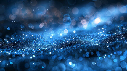 Blue Glittering Waves Abstract Background