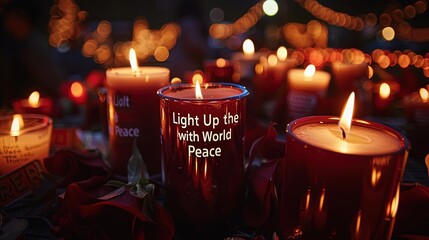 A photo of a peaceful candlelight vigil, with 