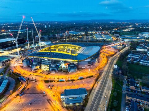 City of Manchester stadium aerial image, also known as Etihad Stadium 