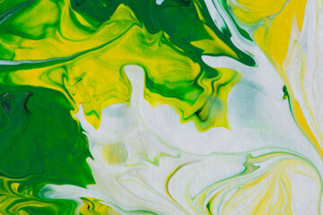 Green white black fluid art. Abstract acrylic painting background. Modern marble texture. The concept of natural texture, creative wave. Fashion art, mockup for booklets, covers, notebooks, banners - 767647805