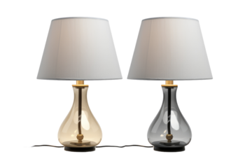 Illuminating Companions: Twin Lamps. On White or PNG Transparent Background.