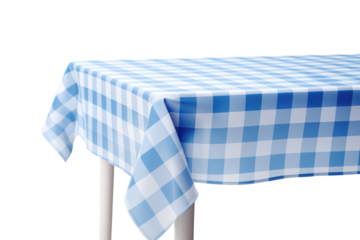 Dreamy Blue and White Picnic Blanket. On White or PNG Transparent Background.