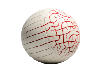 Cosmic Dance: A White Ball Enveloped in Radiant Red Lines. On White or PNG Transparent Background.