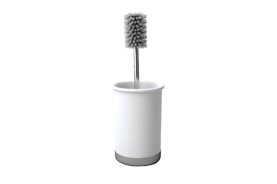 Sparkling Clean: A Toothbrush Resting in a Cup on a White Background. On White or PNG Transparent Background.