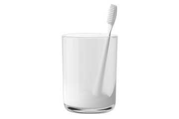 Sparkling Innovation: Toothbrush in Glass. On White or PNG Transparent Background.
