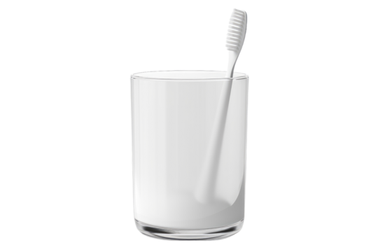 Sparkling Innovation: Toothbrush in Glass. On White or PNG Transparent Background.