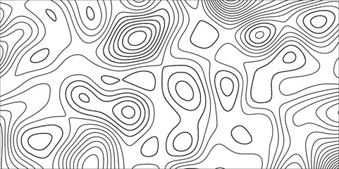 Fototapeta na wymiar Topographic map background geographic line map wavy pattern design. Black and white contours map background. Geographic line map with elevation assignments.