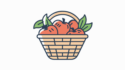 Apples basket line icon. linear style sign for mobile