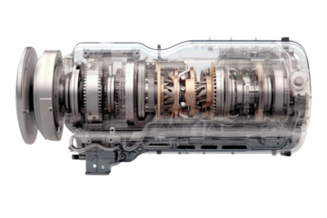 The Enigmatic Mechanism: Intricate Gears in a Massive Machine. On White or PNG Transparent Background.