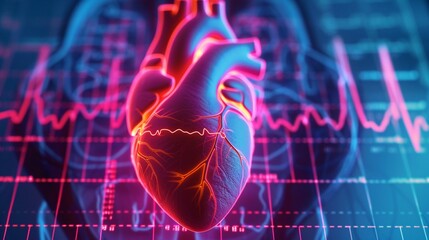 Graphs showing the electrical activity of the heart to detect and monitor heart conditions , stock photographic style