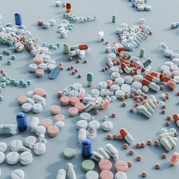 Illustrate the complexity of drug interactions and mechanisms in pharmacology , 3D render