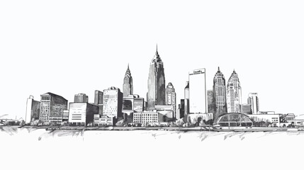 Building view with landmark of Cleveland isolated the city - obrazy, fototapety, plakaty