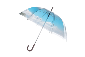 Cloudy Skies Sheltered: A Dreamy Umbrella. On White or PNG Transparent Background.