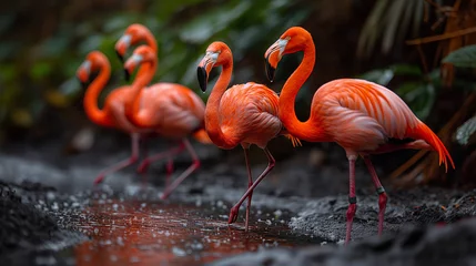 Tuinposter Migratory wild flamingoes . © Janis Smits