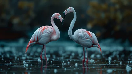 Foto op Canvas Migratory wild flamingoes . © Janis Smits