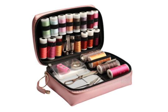The Pink Sewing Wonderland. On White or PNG Transparent Background.