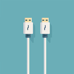 Flat design usb cable icon vector illustration cartoon