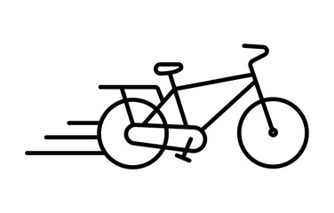 Obraz premium Transport linear icon for fast travel in flat style. Bicycle, bicycle, cycling, health, sport. Concept for online home delivery to work. Vector illustration for web design. Web