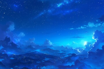 Naklejka na ściany i meble Anime magical sky, background, wallpaper, night